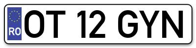 Placuta inmatriculare numar auto  OT-12-GYN, OT 12 GYN, OT12GYN