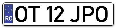 Placuta inmatriculare numar auto  OT-12-JPO, OT 12 JPO, OT12JPO