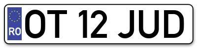 Placuta inmatriculare numar auto  OT-12-JUD, OT 12 JUD, OT12JUD