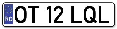 Placuta inmatriculare numar auto  OT-12-LQL, OT 12 LQL, OT12LQL