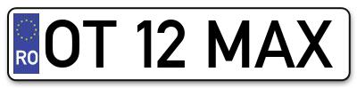 Placuta inmatriculare numar auto  OT-12-MAX, OT 12 MAX, OT12MAX