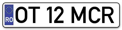 Placuta inmatriculare numar auto  OT-12-MCR, OT 12 MCR, OT12MCR