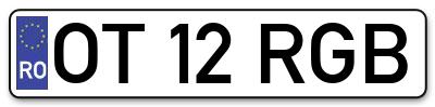 Placuta inmatriculare numar auto  OT-12-RGB, OT 12 RGB, OT12RGB