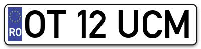 Placuta inmatriculare numar auto  OT-12-UCM, OT 12 UCM, OT12UCM