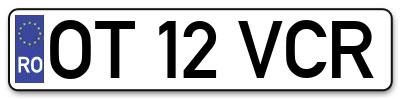 Placuta inmatriculare numar auto  OT-12-VCR, OT 12 VCR, OT12VCR