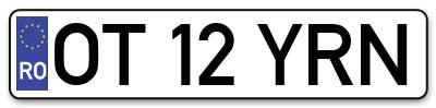 Placuta inmatriculare numar auto  OT-12-YRN, OT 12 YRN, OT12YRN
