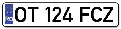 Placuta inmatriculare numar auto  OT-124-FCZ, OT 124 FCZ, OT124FCZ