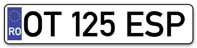 Placuta inmatriculare numar auto  OT-125-ESP, OT 125 ESP, OT125ESP