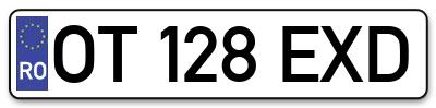 Placuta inmatriculare numar auto  OT-128-EXD, OT 128 EXD, OT128EXD