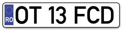Placuta inmatriculare numar auto  OT-13-FCD, OT 13 FCD, OT13FCD