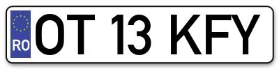 Placuta inmatriculare numar auto  OT-13-KFY, OT 13 KFY, OT13KFY