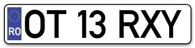 Placuta inmatriculare numar auto  OT-13-RXY, OT 13 RXY, OT13RXY