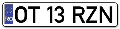 Placuta inmatriculare numar auto  OT-13-RZN, OT 13 RZN, OT13RZN
