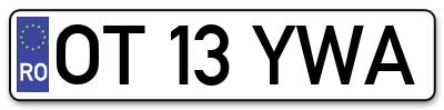 Placuta inmatriculare numar auto  OT-13-YWA, OT 13 YWA, OT13YWA