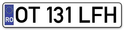 Placuta inmatriculare numar auto  OT-131-LFH, OT 131 LFH, OT131LFH