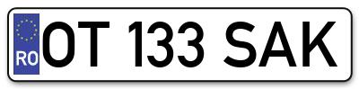 Placuta inmatriculare numar auto  OT-133-SAK, OT 133 SAK, OT133SAK