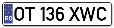 Placuta inmatriculare numar auto  OT-136-XWC, OT 136 XWC, OT136XWC