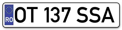 Placuta inmatriculare numar auto  OT-137-SSA, OT 137 SSA, OT137SSA
