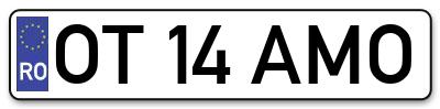 Placuta inmatriculare numar auto  OT-14-AMO, OT 14 AMO, OT14AMO