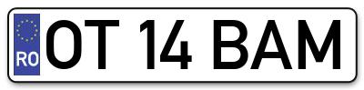 Placuta inmatriculare numar auto  OT-14-BAM, OT 14 BAM, OT14BAM