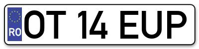 Placuta inmatriculare numar auto  OT-14-EUP, OT 14 EUP, OT14EUP