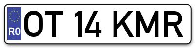 Placuta inmatriculare numar auto  OT-14-KMR, OT 14 KMR, OT14KMR