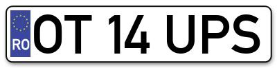 Placuta inmatriculare numar auto  OT-14-UPS, OT 14 UPS, OT14UPS