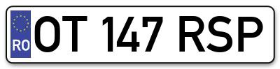 Placuta inmatriculare numar auto  OT-147-RSP, OT 147 RSP, OT147RSP