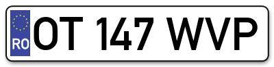 Placuta inmatriculare numar auto  OT-147-WVP, OT 147 WVP, OT147WVP