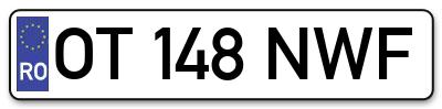 Placuta inmatriculare numar auto  OT-148-NWF, OT 148 NWF, OT148NWF