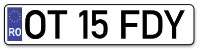 Placuta inmatriculare numar auto  OT-15-FDY, OT 15 FDY, OT15FDY