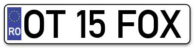 Placuta inmatriculare numar auto  OT-15-FOX, OT 15 FOX, OT15FOX