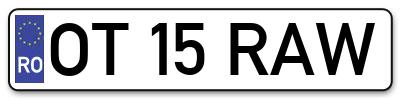 Placuta inmatriculare numar auto  OT-15-RAW, OT 15 RAW, OT15RAW