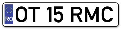 Placuta inmatriculare numar auto  OT-15-RMC, OT 15 RMC, OT15RMC