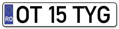 Placuta inmatriculare numar auto  OT-15-TYG, OT 15 TYG, OT15TYG