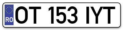 Placuta inmatriculare numar auto  OT-153-IYT, OT 153 IYT, OT153IYT