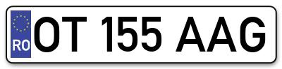 Placuta inmatriculare numar auto  OT-155-AAG, OT 155 AAG, OT155AAG