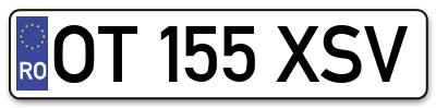 Placuta inmatriculare numar auto  OT-155-XSV, OT 155 XSV, OT155XSV