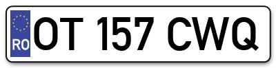 Placuta inmatriculare numar auto  OT-157-CWQ, OT 157 CWQ, OT157CWQ