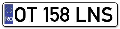Placuta inmatriculare numar auto  OT-158-LNS, OT 158 LNS, OT158LNS