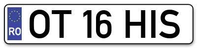 Placuta inmatriculare numar auto  OT-16-HIS, OT 16 HIS, OT16HIS