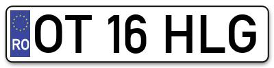 Placuta inmatriculare numar auto  OT-16-HLG, OT 16 HLG, OT16HLG