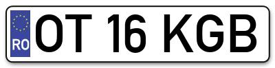 Placuta inmatriculare numar auto  OT-16-KGB, OT 16 KGB, OT16KGB