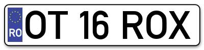 Placuta inmatriculare numar auto  OT-16-ROX, OT 16 ROX, OT16ROX