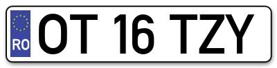 Placuta inmatriculare numar auto  OT-16-TZY, OT 16 TZY, OT16TZY