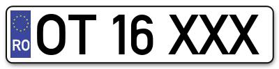 Placuta inmatriculare numar auto  OT-16-XXX, OT 16 XXX, OT16XXX