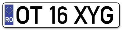 Placuta inmatriculare numar auto  OT-16-XYG, OT 16 XYG, OT16XYG