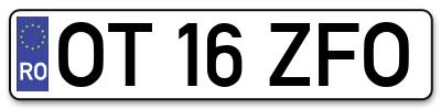 Placuta inmatriculare numar auto  OT-16-ZFO, OT 16 ZFO, OT16ZFO