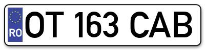 Placuta inmatriculare numar auto  OT-163-CAB, OT 163 CAB, OT163CAB