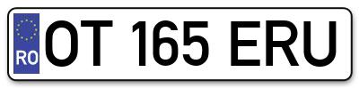 Placuta inmatriculare numar auto  OT-165-ERU, OT 165 ERU, OT165ERU